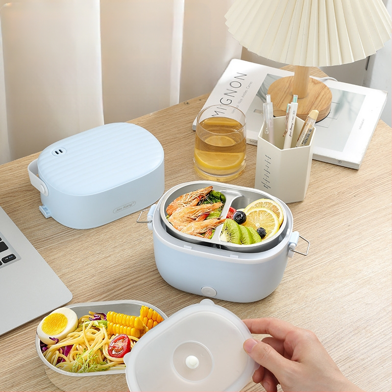 Elektriskā pusdienu kastīte ZKFH-001, izolēta divslāņu konstrukcija, 304 nerūsējošā tērauda iekšējā trauka, 270W pie 220V, USB barošana