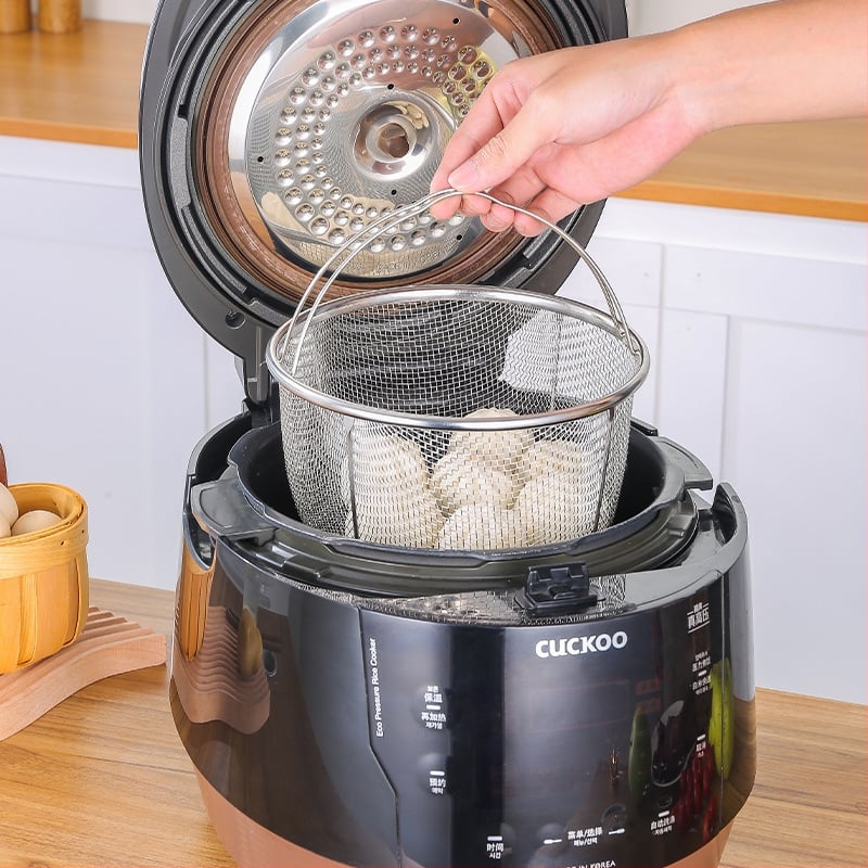 Sulankstomas 201 nerūdijančio plieno garų krepšelis ryžių virimui ir slėgio puodui – daugiafunkcinis, su aliejaus sietiniu filtru