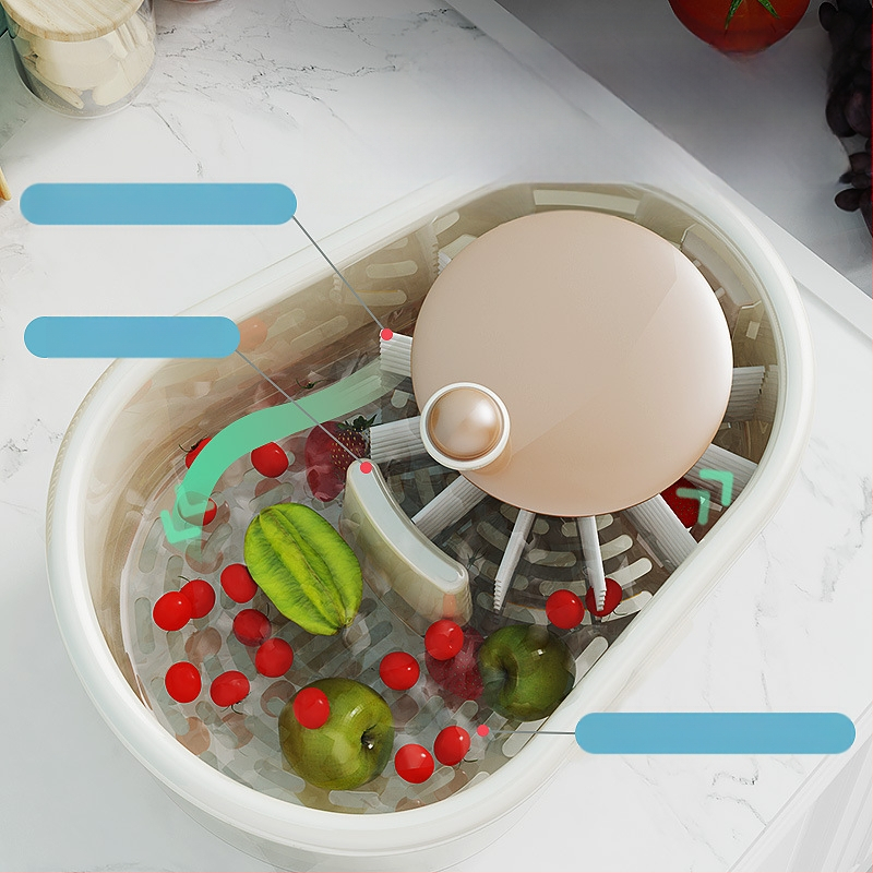 Daugiafunkcinis vaisių ir daržovių plovimo įrenginys su nusausinimo krepšiu — ABS medžiaga, šiuolaikinis minimalistinis stilius