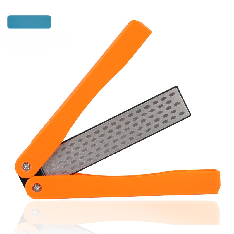 DMD peilių ašmenų šlifuoklis ventiliatoriaus formos, dvipusis, sulankstomas, nešiojamas lauko naudojimui, emery abrazyvas, grit 400/600