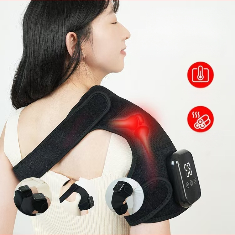 Električni masažni jastučić za koljeno s grijanjem i vibracijom, 3-stupanjski upravljač, temperatura 45–65°C