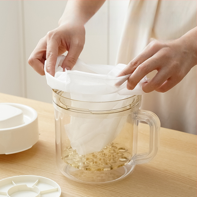 Rankinis apvalus jogurtų filtras ir pieno atskyrėjas – namų naudojimui, itin didelė talpa, neelektrinis, 3 netkanų maišelių komplektas, medžiagos: PP/PS/ABS, nerūdijančio plieno spyruoklė 201