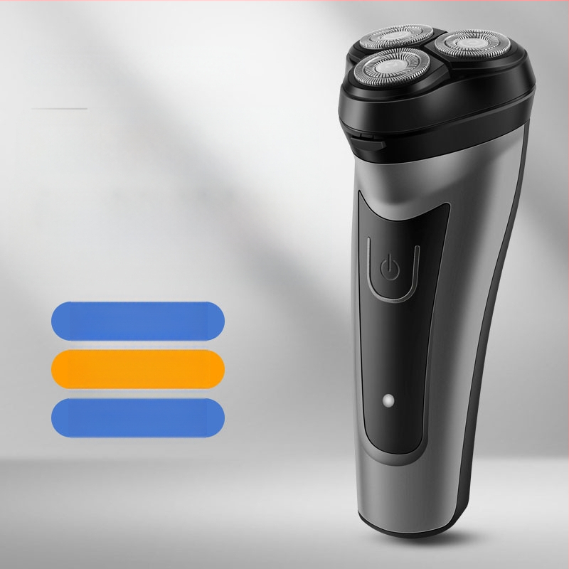Ηλεκτρική ξυριστική μηχανή με πλωτή κεφαλή τριών λεπίδων; πλένεται; ενσωματωμένη μπαταρία 500–800 mAh; μοτέρ 3W; αυτονομία έως 60 λεπτά.