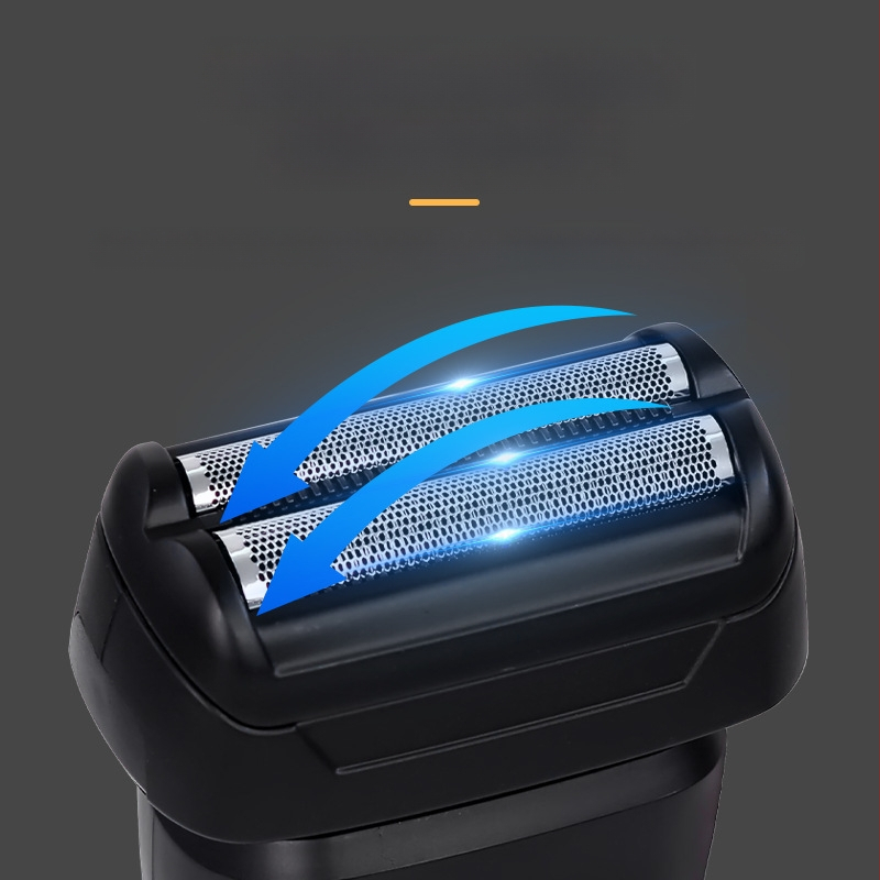  Električni brijač s recipročnom glavom i dvostrukim noževima; potpuno periv; LED zaslon; USB punjenje; trajanje baterije 1 sat.