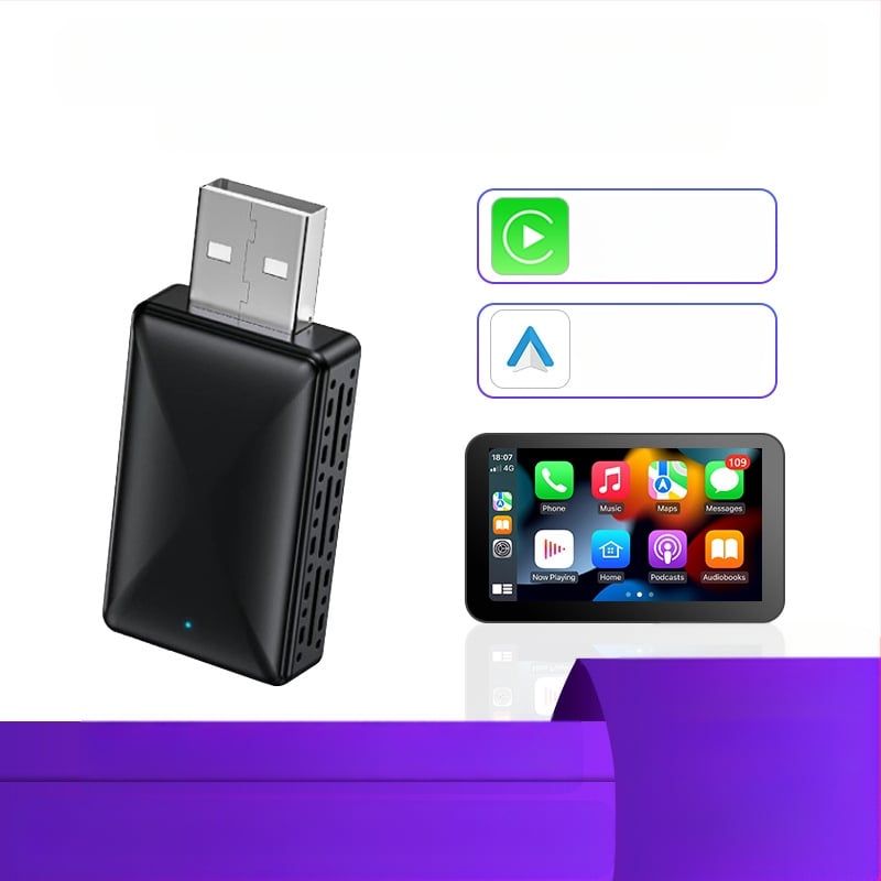 Belaidės CarPlay adapteris su belaidžiu Android Auto navigacijai automobiliuose (Svoris: 70 g; Medžiaga: Plastikas; Modelio numeris: AB019; Prekės ženklas: Thunder code; Suderinamas su 98% automobilių modelių)