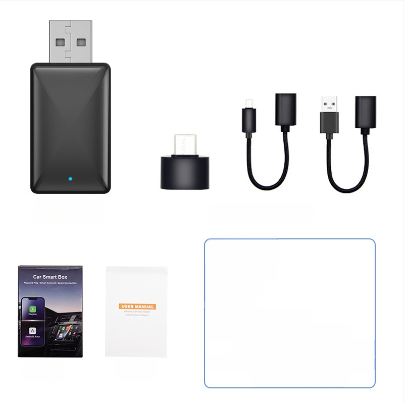 Belaidės CarPlay adapteris su belaidžiu Android Auto navigacijai automobiliuose (Svoris: 70 g; Medžiaga: Plastikas; Modelio numeris: AB019; Prekės ženklas: Thunder code; Suderinamas su 98% automobilių modelių)