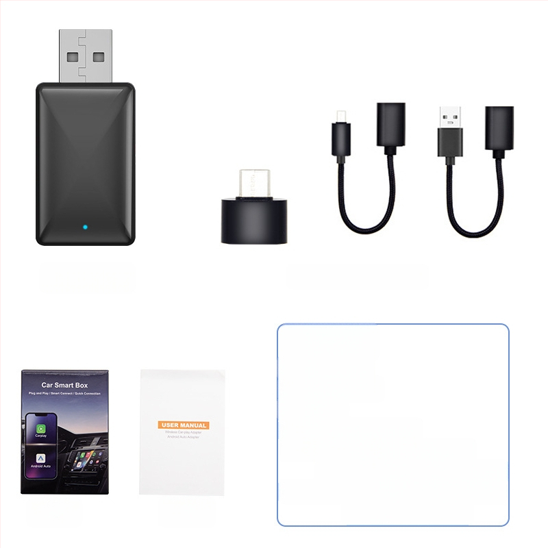 Belaidės CarPlay adapteris su belaidžiu Android Auto navigacijai automobiliuose (Svoris: 70 g; Medžiaga: Plastikas; Modelio numeris: AB019; Prekės ženklas: Thunder code; Suderinamas su 98% automobilių modelių)