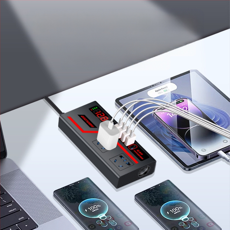 Wusheng автомобилен инвертор 12V/24V към 220V, универсален за автомобили и камиони