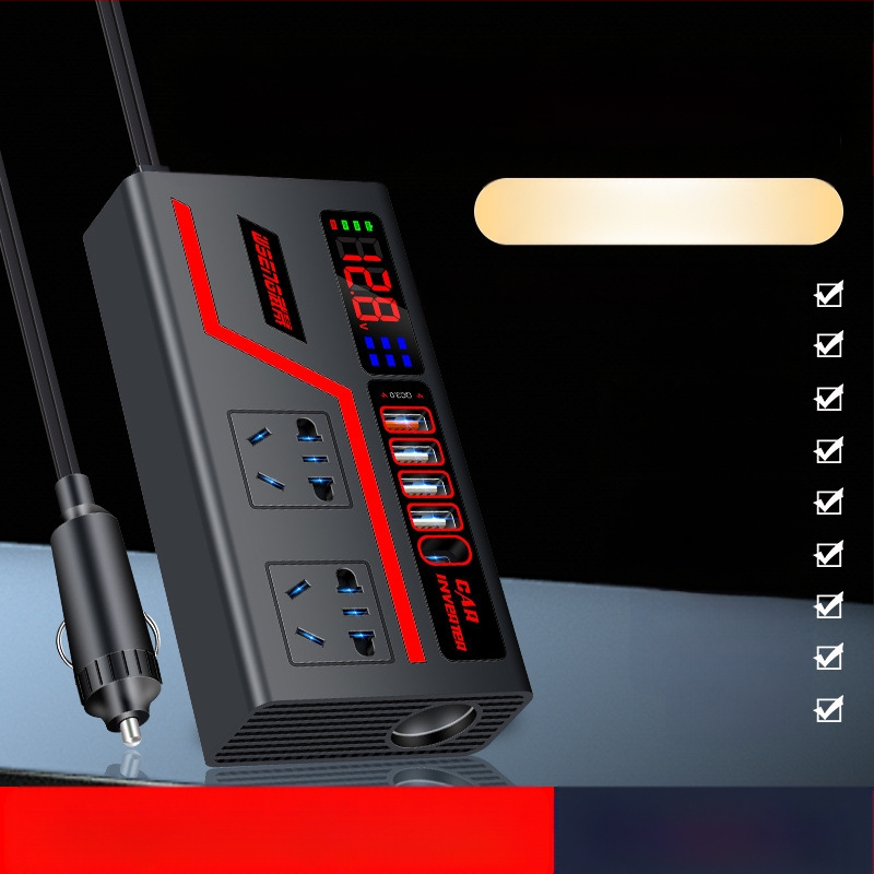 Wusheng автомобилен инвертор 12V/24V към 220V, универсален за автомобили и камиони