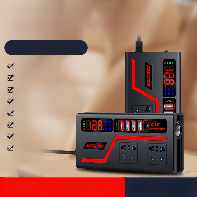 Wusheng автомобилен инвертор 12V/24V към 220V, универсален за автомобили и камиони