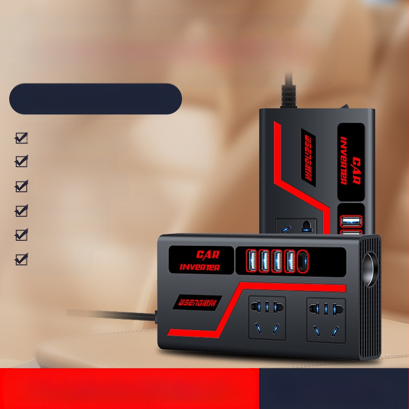 Wusheng автомобилен инвертор 12V/24V към 220V, универсален за автомобили и камиони