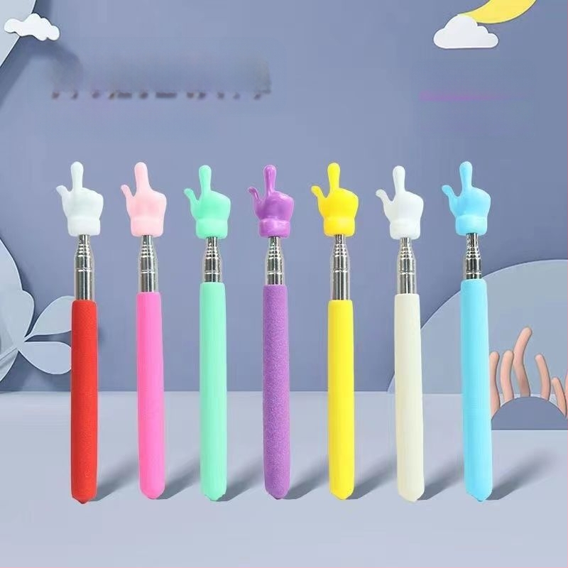 Телескопична указалка за четене с пръст, неръждаема стомана, регулируема дължина, за обучение