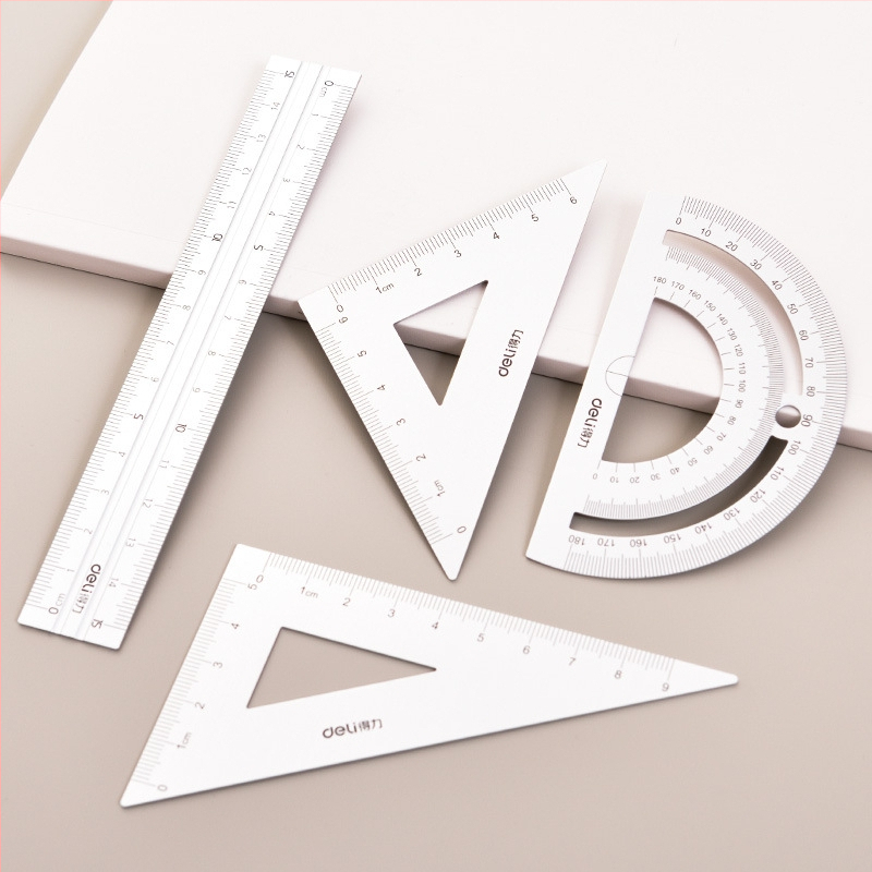 Deli 79532 metāla lineālu komplekts ar leņķmēru, skolēniem, no alumīnija sakausējuma