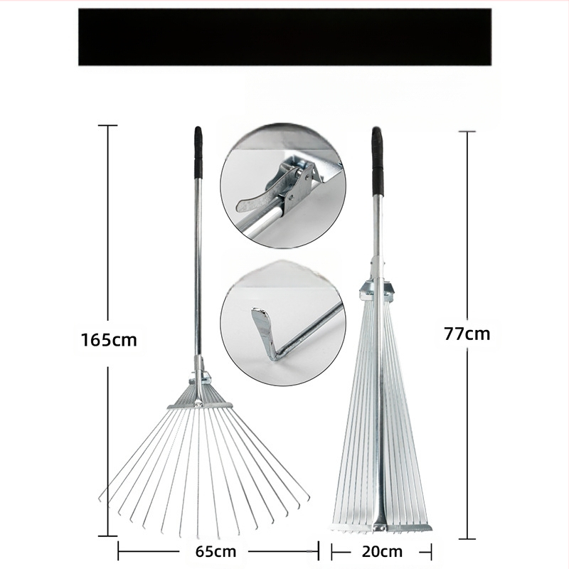 Ištemptas sodo grėblys iš nerūdijančio plieno, reguliuojamas, daug dantų, modelis DCAO-003
