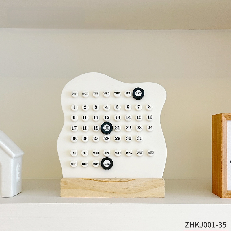 Ημερολόγιο γραφείου με δαχτυλίδι – Αιώνιος ημερολόγιο, DIY σετ δαχτυλιδιών, απλός μοντέρνος σχεδιασμός, ABS ξύλο, Εκτύπωση λογοτύπου