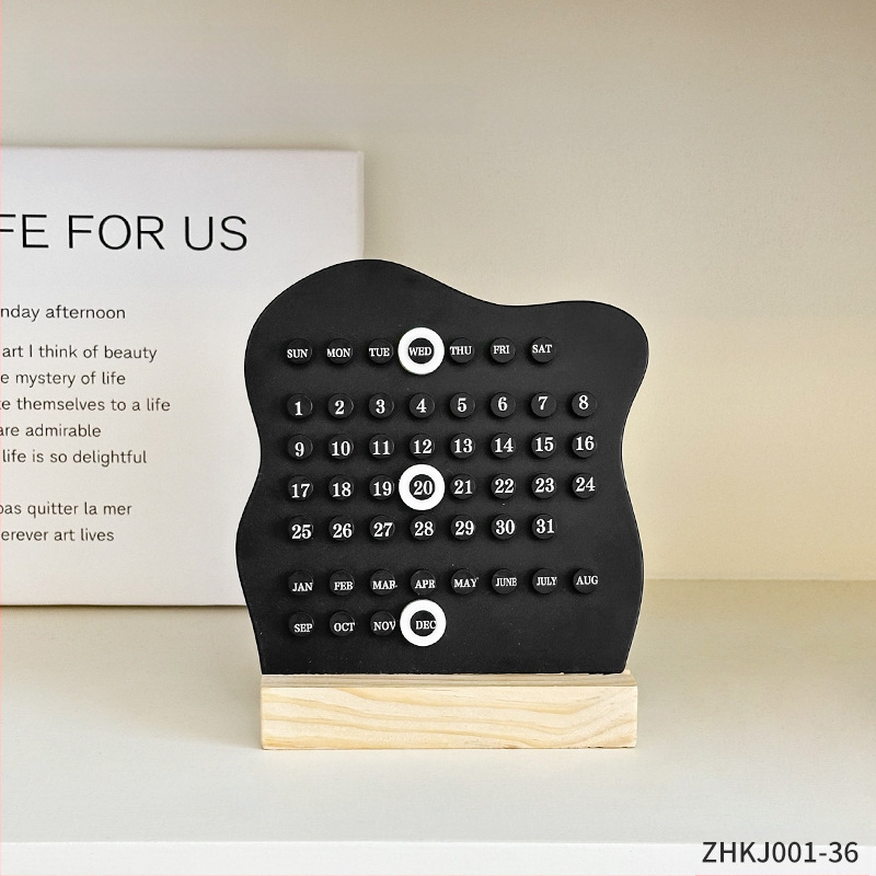 Ημερολόγιο γραφείου με δαχτυλίδι – Αιώνιος ημερολόγιο, DIY σετ δαχτυλιδιών, απλός μοντέρνος σχεδιασμός, ABS ξύλο, Εκτύπωση λογοτύπου
