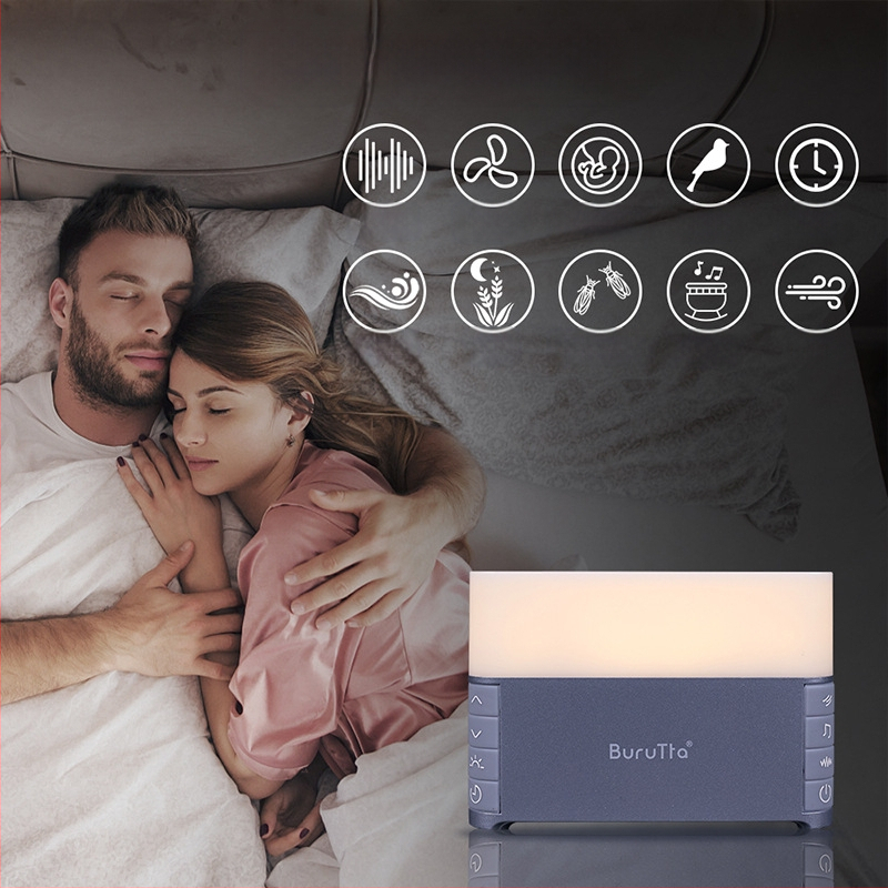 Prijenosni uređaj za bijeli zvuk za spavanje za bebe i odrasle – punjiv, tajmer, glazbena funkcija, ugrađena baterija 800–1000 mAh, radno vrijeme 6–8 sati.