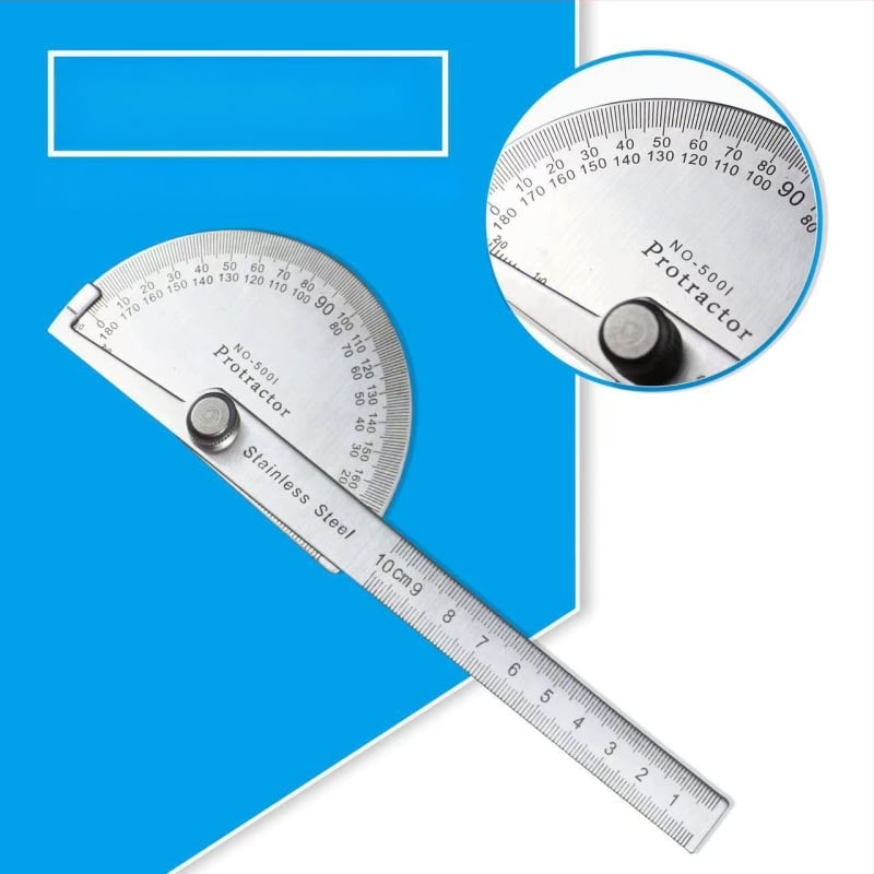 Γωνιομετρικός χάρακας, 430 ανοξείδωτος χάλυβας, 0–180° για ξυλουργική