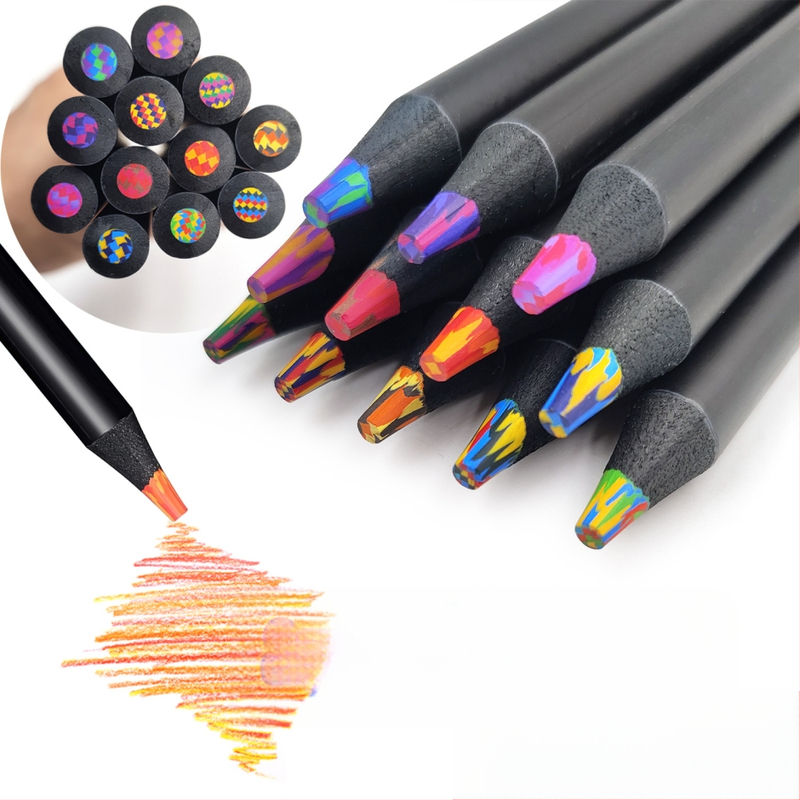 Fa burkolatú szivárványos ceruza készlet, 12 szín, kreatív rajzeszköz (Külső: Fa; Márka: Nincs márka; Típus: Egyéb)