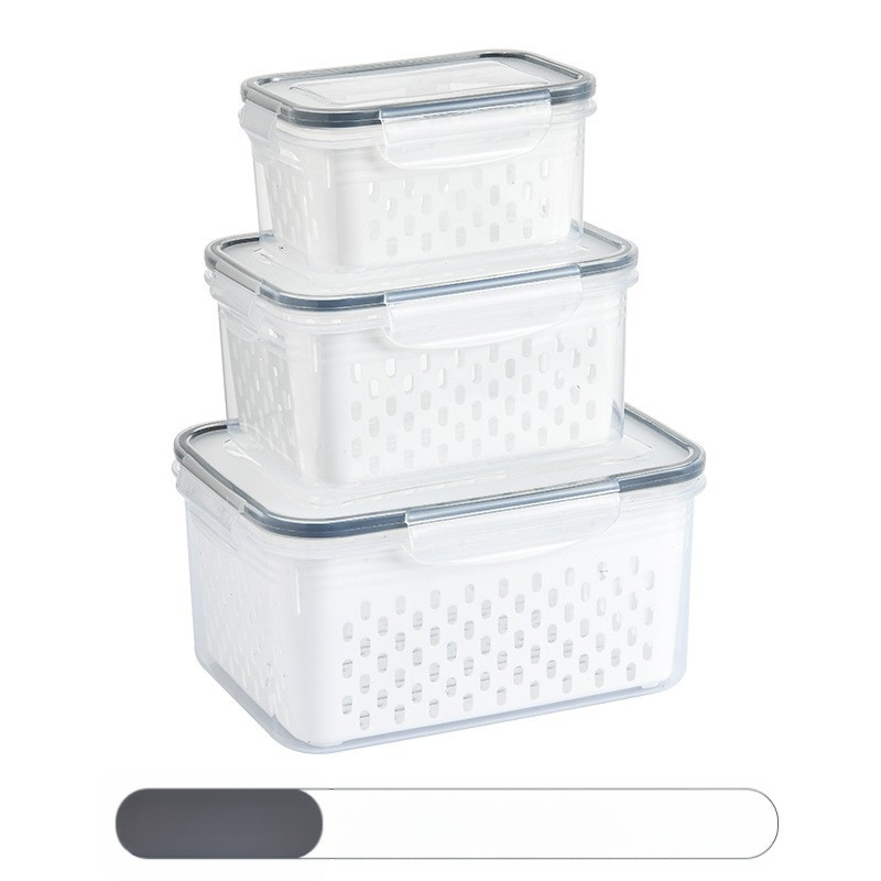 Dvostruka plastična posuda za čuvanje hrane s odvodom, za kuhinju i hladnjak, kvadratnog oblika, varijante 0,8–3 L, nije pogodno za mikrovalnu