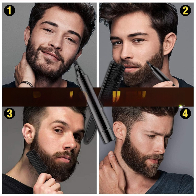 Σετ περιποίησης γενειάδας με τετράπλευρη βούρτσα και στυλό: 1 σετ βούρτσας, τρίχες συνθετικές, πλαστική λαβή, φορητός σχεδιασμός, 220 σετ ανά κουτί