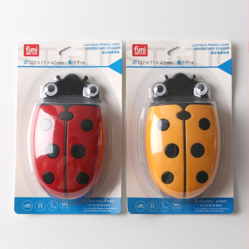 Funi magnētā pildspalvas kārba ar gumiju – karikatūras dizains, ABS gumijas virsma, aizmugurējā flaneles virsma tabulas tīrīšanai