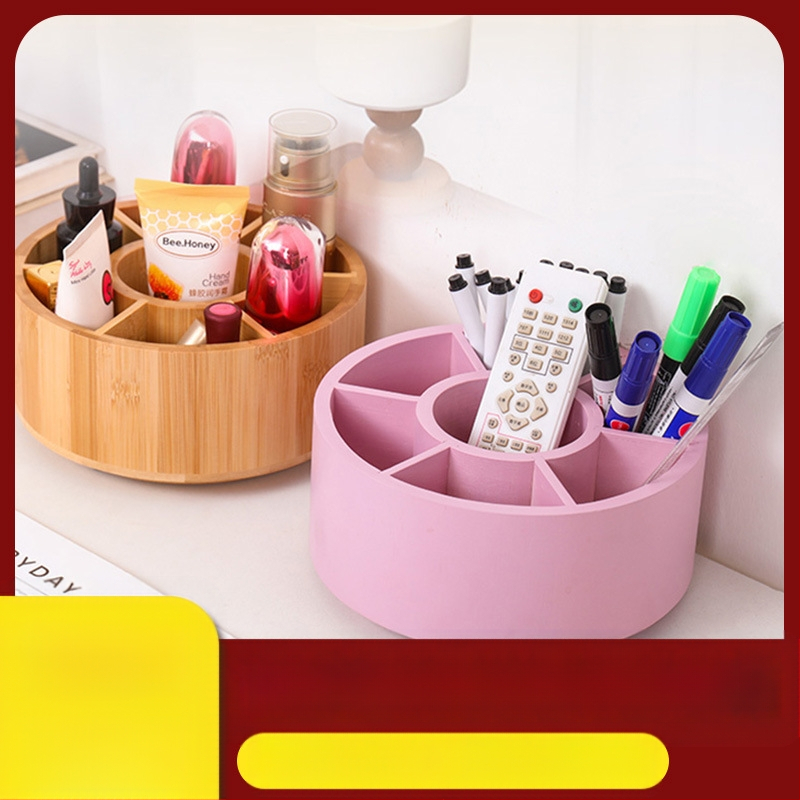 Medinis pasukamas stalo organizatorius su keliais skyrių, apskritos formos dizainas