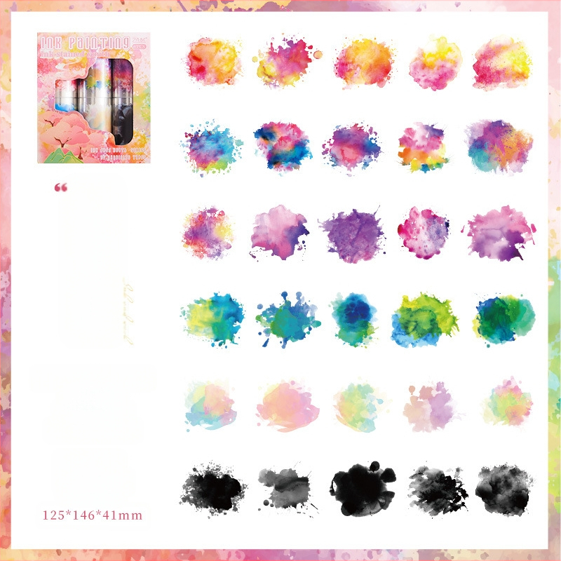 Yue zhen Σετ διακοσμητικών ταινιών σε κουτί με ανάμειξη ακουαρέλας για ημερολόγιο, PET βάση, πάχος 0,01 mm