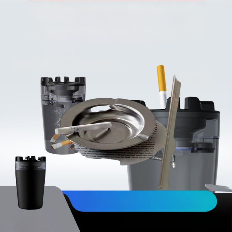 Metalo pelenų indelis su vandens baku, nešiojamas, namų ir automobilio naudojimui, graviruotas