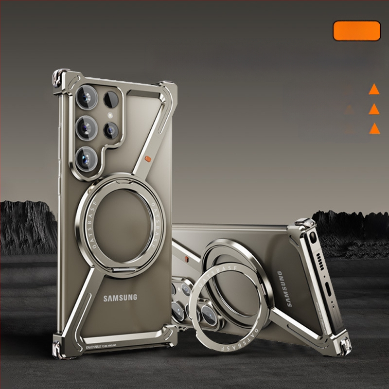 Samsung S24 Ultra метален ултра тънък безрамков калъф с магнитна стойка за охлаждане и защита от изпускане
