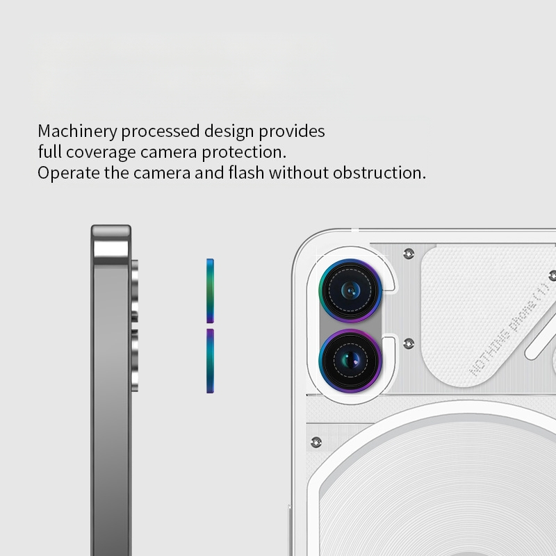 Προστατευτικό φακού Nothing Phone 1 — φινίρισμα καθρέφτης, ανθεκτικό σε γρατζουνιές, υλικό: tempered glass από κράμα αλουμινίου, επεξεργασία: μηχανική κατεργασία