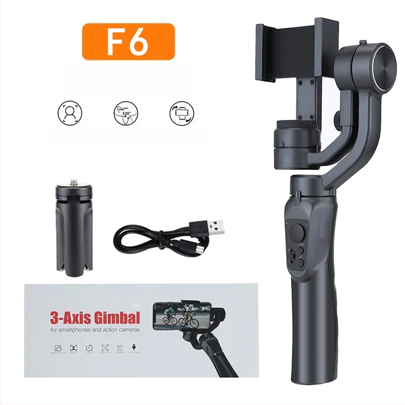 F6 trīsass stabilizators rokas turētājam viedtālrunim ar Bluetooth, triecienizturīgs, inteliģenta izsekošana