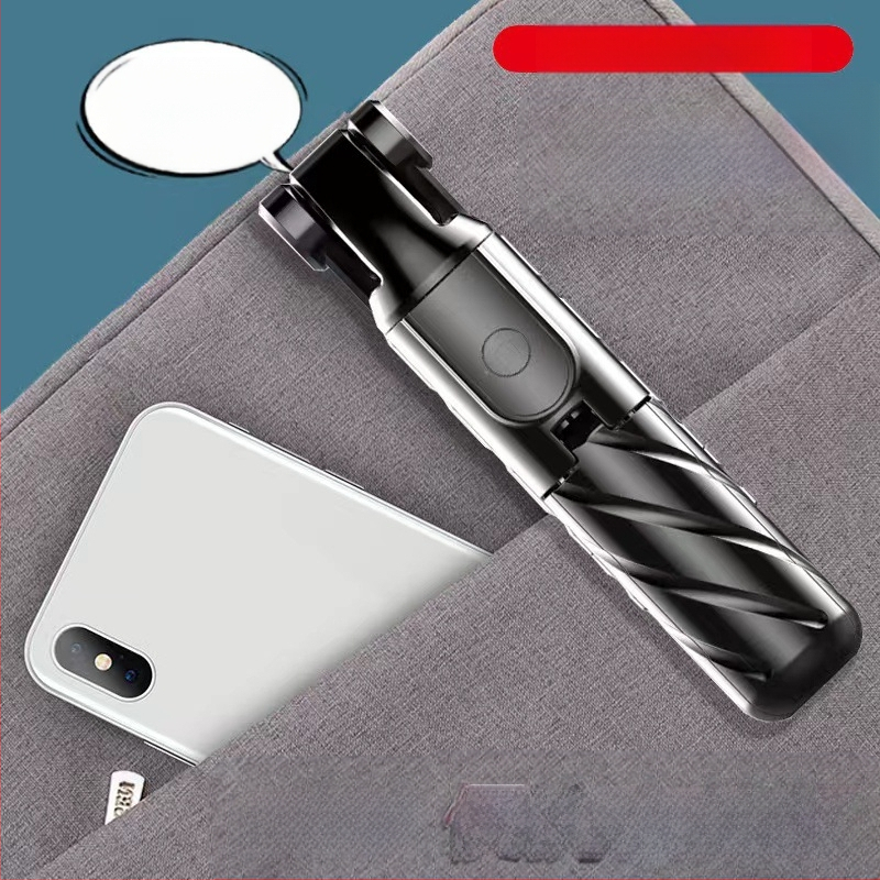 K03 mini belaidė selfie lazda su integruotu trikojų stovu, nerūdijančio plieno, Bluetooth palaikymas, įtrauktas nuotolinio valdymas, pritaikomas