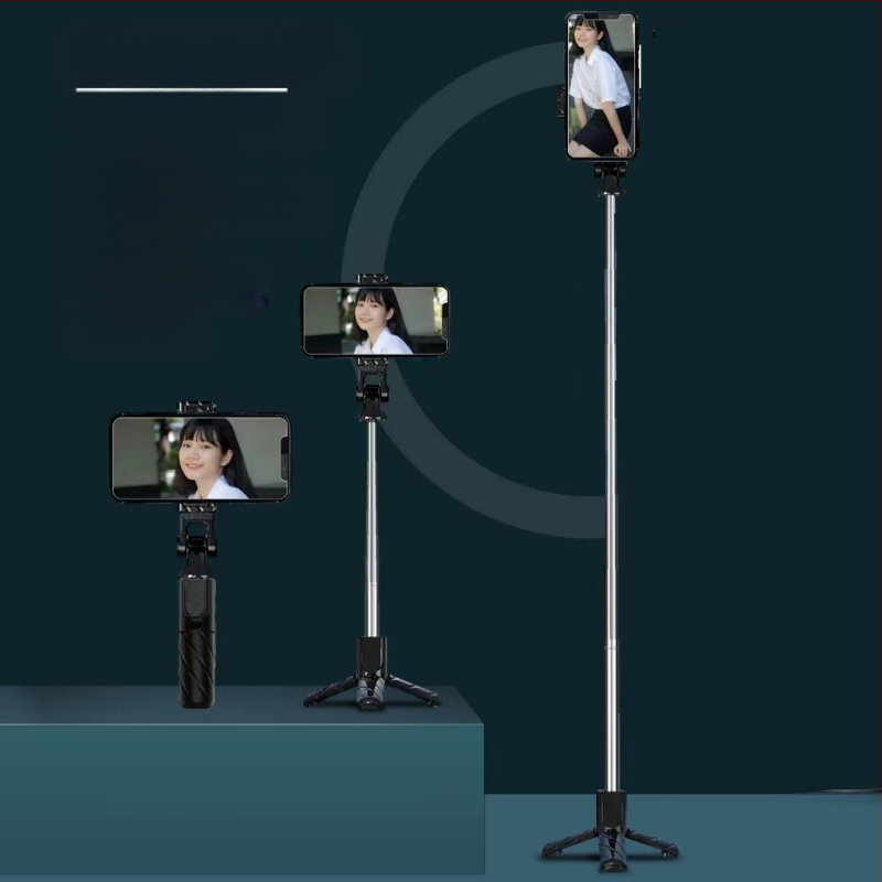 K03 mini belaidė selfie lazda su integruotu trikojų stovu, nerūdijančio plieno, Bluetooth palaikymas, įtrauktas nuotolinio valdymas, pritaikomas