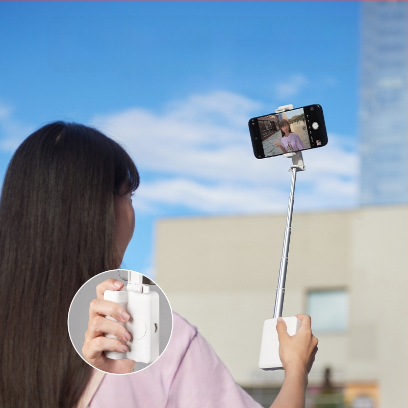 Aliuminio lydinio ultra lengvas selfie lazda su Bluetooth fotografavimui lauke, įmontuota grožio lemputė, su nešiojama saugojimo talpykla