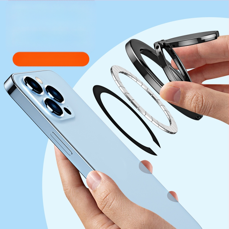 Držiak na telefón s prsteňom, elektroplatingový magnetický kov, skladací a otáčavý dizajn, kompatibilný s Apple