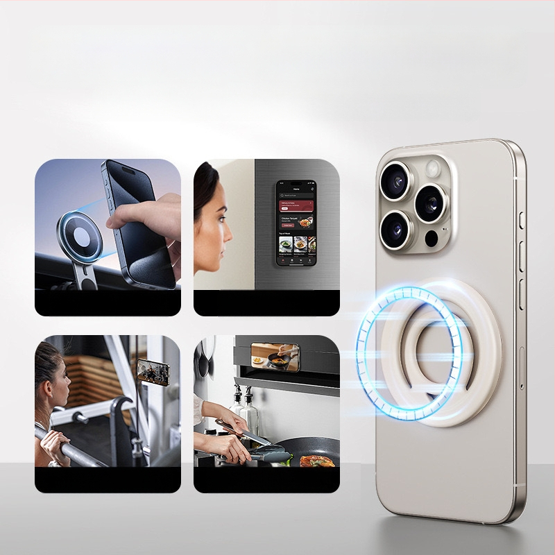 Μαγνητική βάση για κινητό με δαχτυλιδό-κρατητή, φορητή, συμβατή με Apple γρήγορη φόρτιση; υλικά: σιλικόνη, πλαστικό, σίδηρος, μαγνήτης