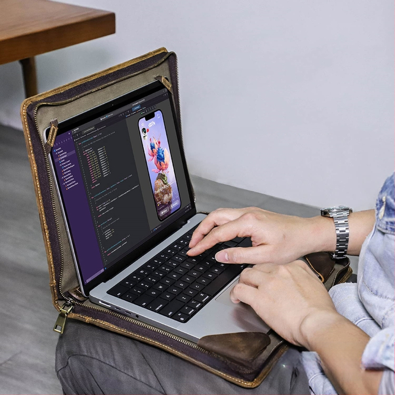 Nešiojamojo kompiuterio krepšys iš tikros odos, suderinamas su MacBook Air ir kitais nešiojamuosiais