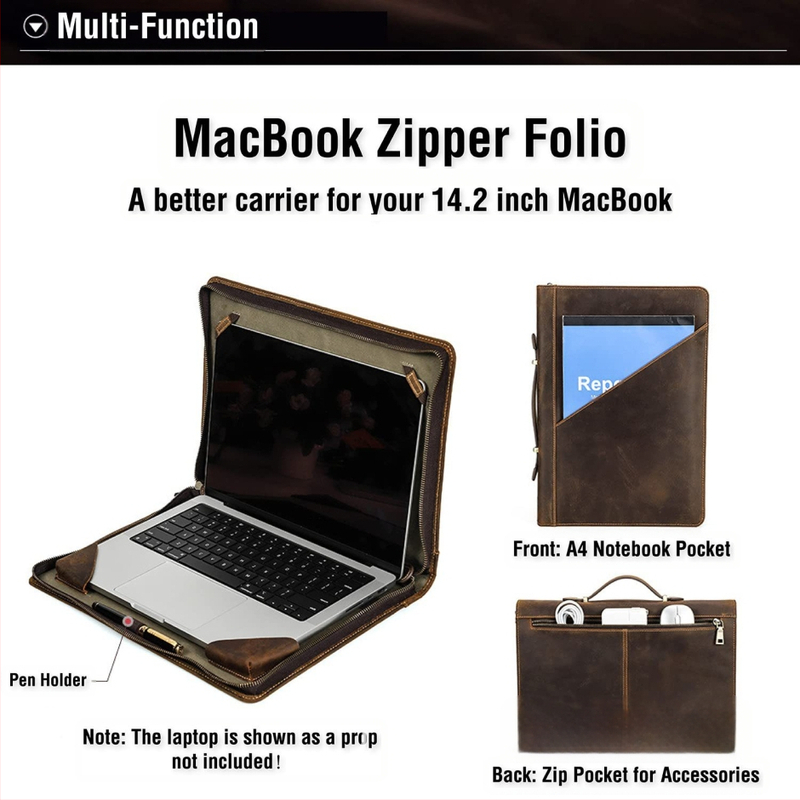 Nešiojamojo kompiuterio krepšys iš tikros odos, suderinamas su MacBook Air ir kitais nešiojamuosiais