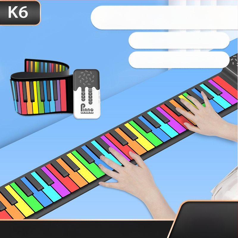K6 49 клавиша преносим силиконов електронен орган с вградени говорители, 32-полифония, 100 тембра, презареждащ се