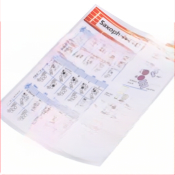 Saksofona akordu karte, pārklāts papīrs, caurspīdīgs PVC iepakojums, zīmols Spread beauty, muzikāliem instrumentiem