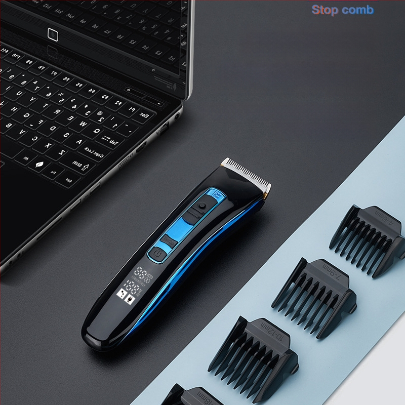 Elektrinis plaukų kirpimo skutimosi prietaisas su USB įkrovimu, LCD ekranas, įmontuota 1200-2000mAh baterija, nerūdijančio plieno peiliai, atsparus vandeniui