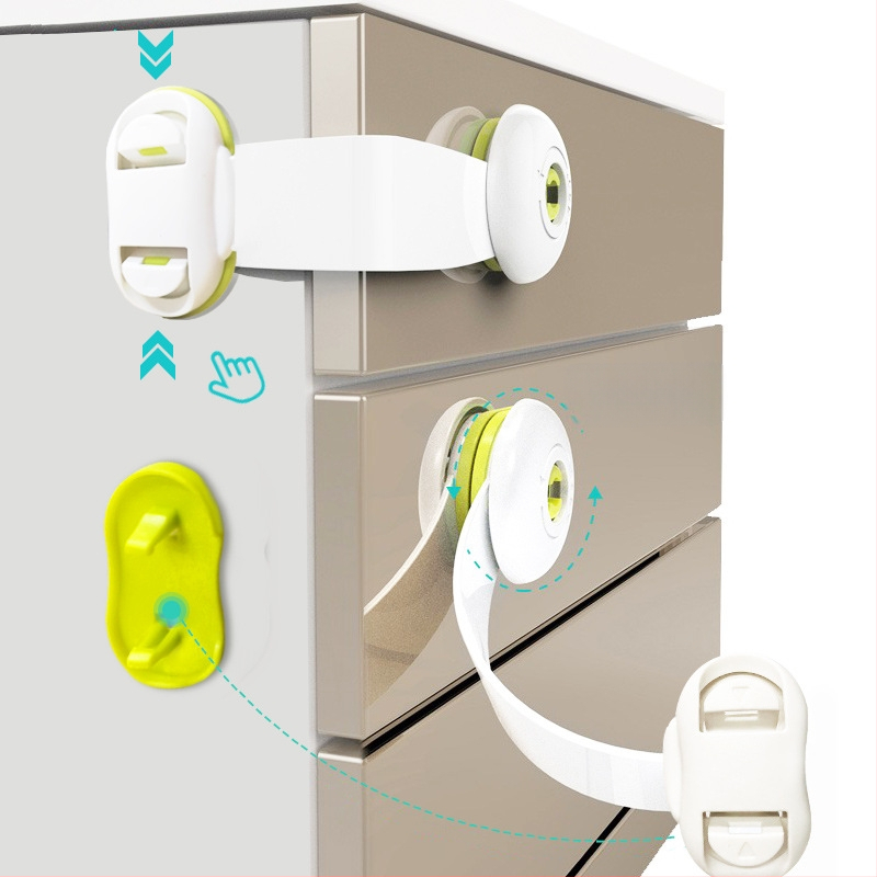 Многофункционален заключващ механизъм за безопасност за бебета и деца – антищипване, за шкафове и чекмеджета (опаковка 100)
