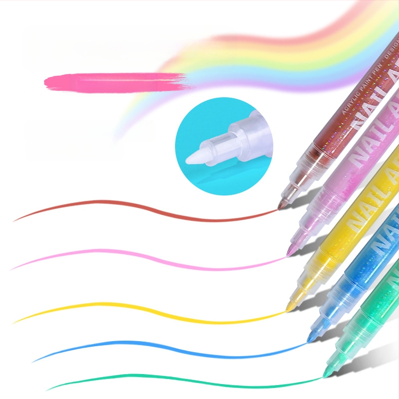 Guangna DIY körömdíszítő toll – körömdíszítéshez és graffitihez, gyorsan száradó, vízálló, fémes akril toll