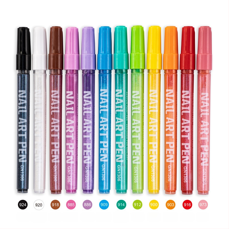 Guangna DIY körömdíszítő toll – körömdíszítéshez és graffitihez, gyorsan száradó, vízálló, fémes akril toll