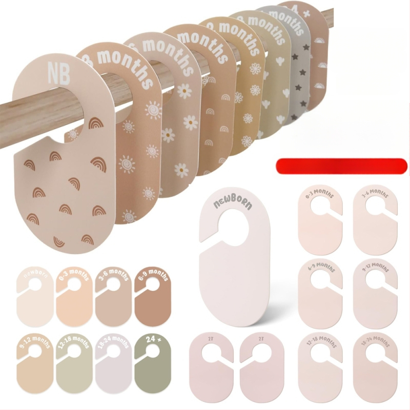 Kūdikių drabužių skyrikliai spintoje 1-24 mėnesių amžiaus, PVC medžiaga, UV spausdinimas, 8 lapų rinkinys