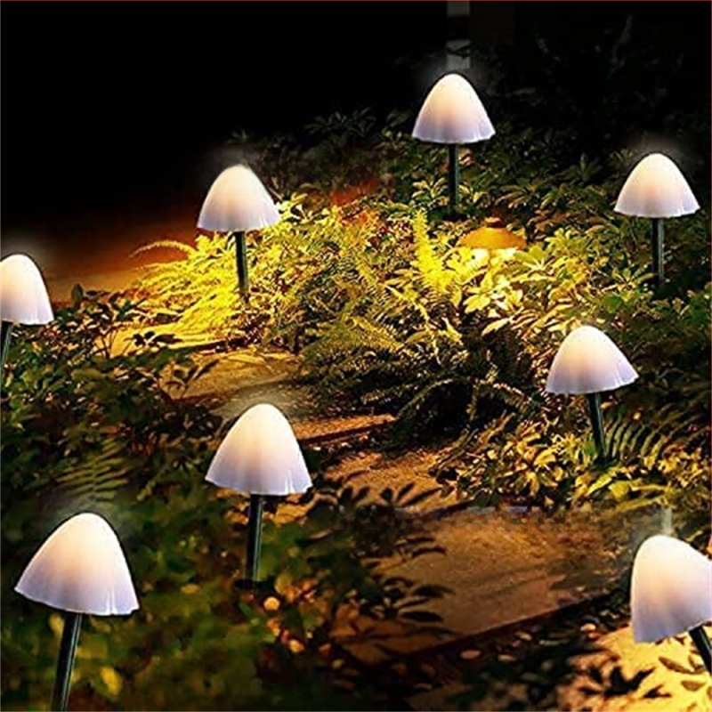 LED grybų formos lemputė, saulės energijos lauko sodo apšvietimas, IP65 atsparus vandeniui, 0.06W galia, vilos peizažo dekoras