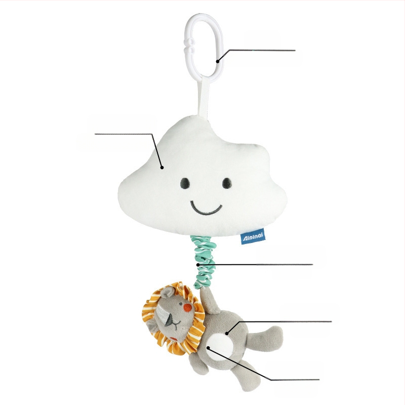 Aipinqi платнена бебешка музикална играчка за креватче и автомобил — дрънкалка с животни, музикална кутия, развитие на ръце и сетивност, за деца 0–3 години