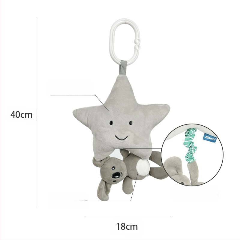 Aipinqi платнена бебешка музикална играчка за креватче и автомобил — дрънкалка с животни, музикална кутия, развитие на ръце и сетивност, за деца 0–3 години