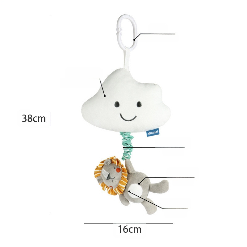Aipinqi платнена бебешка музикална играчка за креватче и автомобил — дрънкалка с животни, музикална кутия, развитие на ръце и сетивност, за деца 0–3 години